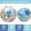 100 Pcs Ocean Under The Sea Party Dinnerware Ocean Paper Plates Napkins Forks Cups Dinnerware for Underwater World Sea Life Theme Baby Shower 1st 2nd 3rd 4th Birthday Party Decorations Supplies