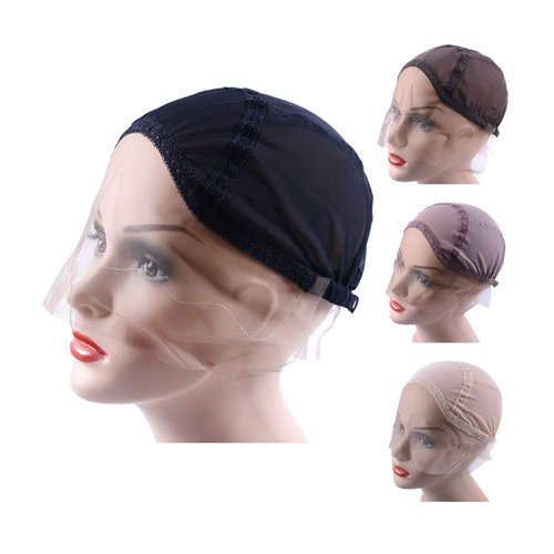 YANTAISIYU Lace Front Wig Cap for Making Wigs with Adjustable Strap Glueless Weaving Wig Caps Swiss Lace Hairnet (Black S 52 cm)