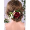 Anglacesmade Bridal Flower Hair Comb Burgundy Dark Red Rose Cream Daisy Eucalyptus Greenery Headpiece for Rustic Wedding Photo Shoot Prom Party Festival