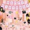 K KUMEED Happy Birthday Decorations,Movie Theme Party Decorations Pink Popcorn Camera Movie Theater Decorations Cute Cake Topper Latex Balloons for Birthday Party Movie Night Party Supplies Girls