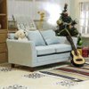 iLAND Dollhouse Couch, Modern Dollhouse Furniture on 1/12 Scale, Miniature Sofa for Dollhouse Living Room (Light Sky Blue Velvet)