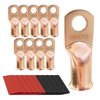 10pcs 2/0 AWG-3/8 Ring Battery Lugs, Copper Lugs, Battery Cable Ends, Tubular Ring Terminals, Crimp Wire Ring Lugs, Battery Terminal Connectors with Heat Shrink Tubing (10, 2/0 Awg - 3/8" (M10) Ring)
