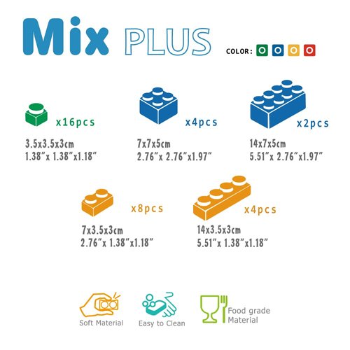 UNiPLAY Mix Soft Building Blocks - 34-Piece Set for Infant Early Learning, Cognitive Development, and Toddler Creative Play - Ages 3 Months+