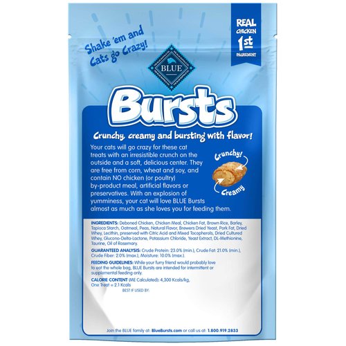 Blue Buffalo Bursts Crunchy Cat Treats, Chicken 2-oz Bag (6 Pack)