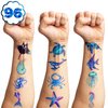 96 PCS Ocean Temporary Tattoos Themed Birthday Party Decorations Favors Supplies Décor Under The Sea Turtle Blue Die Cut Tattoo Stickers Gifts For Game Boys Girls Classroom School Prizes Reward
