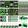 TecUnite 84 Pcs Video Game Party Favors Birthday Supplies Includes Video Game Mini Notebook Game Sticker Keychain Game Party Prize Set for Video Gamer Birthday Gifts Piñata Stuffer(Green)