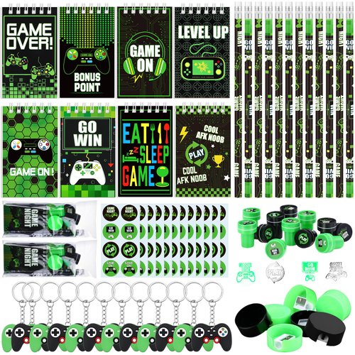 TecUnite 84 Pcs Video Game Party Favors Birthday Supplies Includes Video Game Mini Notebook Game ...