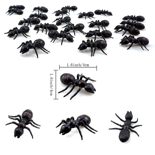 SaktopDeco 30 PCS Big Plastic Ants Black Ants Fake Ant Party Decorations for Practical Jokes Halloween Party
