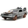 Delorean DMC (Time Machine) Brushed Metal Train Wheel Version Back to The Future Part III (1990) Movie Hollywood Rides Series 1/32 Diecast Model Car by Jada 34786