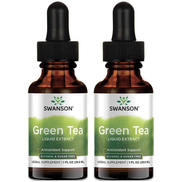 Swanson Green Tea Liquid Extract (Alcohol- & Sugar-Free) 1 fl Ounce (29.6 ml) Liquid (2 Pack)