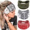 CAKURE Boho Headbands Wide Turban Knotted Head Bands African Thick Head Wraps Yoga Running Workout Hairbands Hair Scarf Elastic Hair Fashion Accessories for Women and Girls Pack of 3(Set-2)
