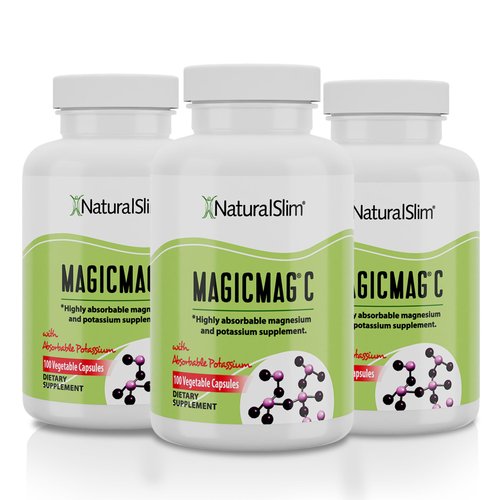NaturalSlim MagicMag C Magnesium Citrate Capsules – Magnesium Supplement with Natural Potassium | Sleep Support, Heart Health, and Muscle Cramp Relief | Gluten-Free, 100 Capsules (3 Pack)