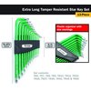 Titan 12715 Extra-Long Arm Tamper Resistant Star Key Set - 13 Piece , Green