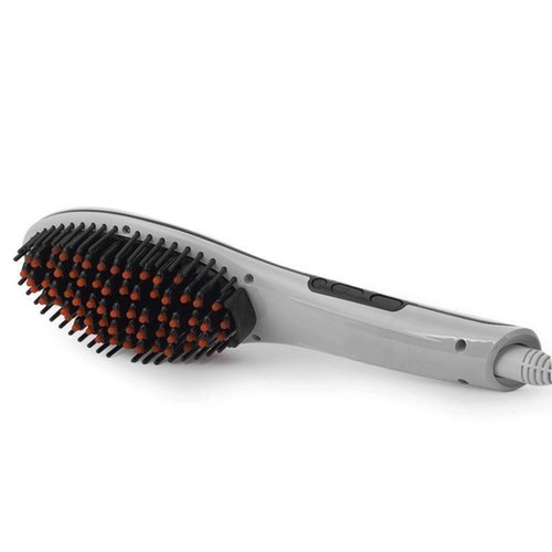 Instant Hair Straightner - LED Detangling Hair Brush - Fast Natural Straight Hair Styling (White)