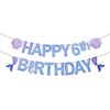 Pre-Strung Mermaid 6th Birthday Banner for Mermaid Birthday Decorations - NO DIY - 6th Mermaid Party Decorations,6th Mermaid Party Supplies（3rd-7th）