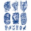 PADOUN Animal Temporary Tattoos - 12 Sheets of Semi-Permanent Waterproof Stickers Featuring Wolf, Tiger, Lion, and Dragon Designs, Long-Lasting for Men, Women, and Kids