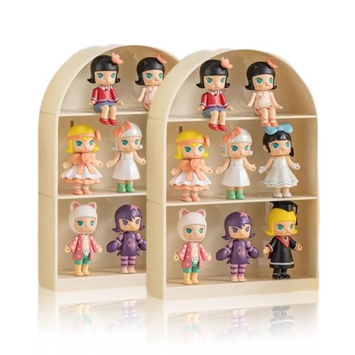 Blind Box Shelf, Wall Mounted Wooden Figures Showcase Dust Proof Action Figures Display Case for Dolls