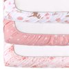 The Peanutshell Mini Crib Sheets Set for Girls, Pack & Play, Playard, Playpen, Mini Crib, 3 Pack, Pink Woodland Floral