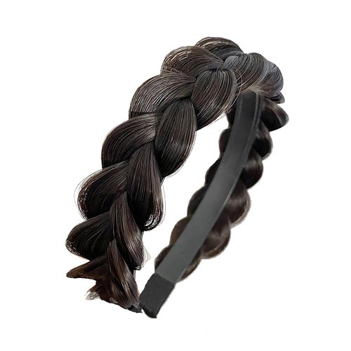 XXFBJNMD Non-slip headbands 3 strands Synthetic Hair Plaited Headbands Braid With Teeth Hair Band Accessories Messy Vintage Braid Headbands for Wedding Party Dating Dinner Ladies and Girls(HZ)