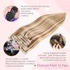 DIYOMO Hair Extensions Real Human Hair,Human Hair Clip In Extensions Soft&Natural Human Hair Extensions Clip Ins 120g 7pcs Real Hair Extensions Clip In Human Hair Straight&Invisible (18 Inch, 18/613)