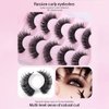 D Curl Russian Strip Lashes, Natural Look Wispy Faux Mink Lashes Reusable Fluffy Natural False Eyelashes Extensions, 5 Pairs