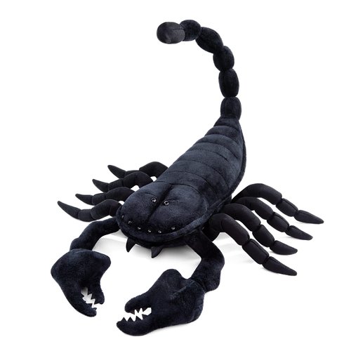 Tiny Heart Simulation Emperor Scorpion Plush Toy, 15.74inch Black Super Soft Realistic Scorpion Plush Stuffed Animal Toy Figure for Kids Halloween Doll Home Decor Throw Pillow