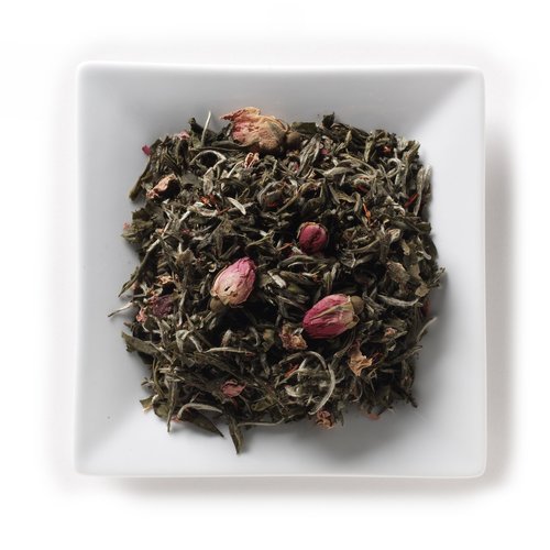 Mahamosa Rose White Tea (Bai Mu Dan) 2 oz, Loose Leaf White Tea Blend (pai mu tan tea, bai mudan tea) (with safflowers, rose petals, rose buds, rose flavor)