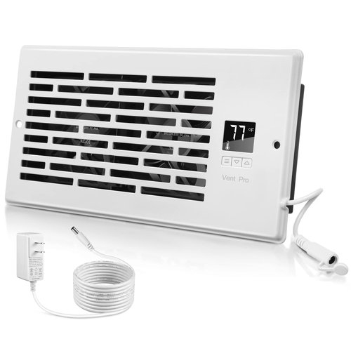 Feekoon Quiet Vent Fan Booster 4" x 10" Smart Register Booster Fan with Fan Booster Thermostat Control Booster Fan Heating Cooling Ac Vent Increase Airstream from Registers (White,1 Pack)