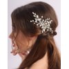 Rumtock Silver Flower Hair Comb for Wedding Brides Women Pearl Hair Jewelry Handmade Hair Accessories