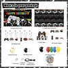 KimaruLZ Gamer Birthday Party Decorations - 174Pcs Black and White Video Game Gaming Party Supplies For Boys Birthday - Backdrop, Table Cover, Hanging Swirls, Cupcake Cake Topper, Balloons, Stickers