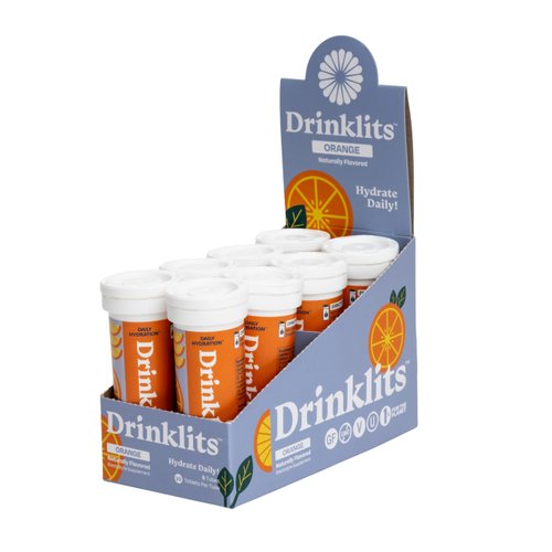 Drinklits Orange Fizzy Electrolyte Sports Drink Tablets (8) Tube Bundle | Natural Flavors - 0g Sugar – Daily Hydration | 80 Servings - 10 Tablets Per Tube