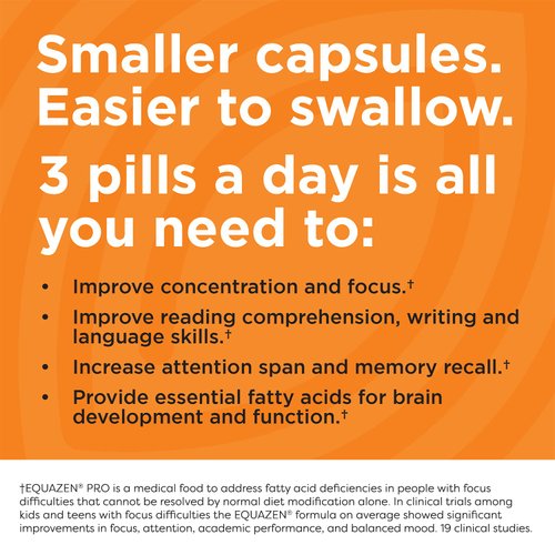 Equazen PRO Fish Oil for Kids - Clinically Tested to Improve Focus, Learning + Behavior in Children, Teens - DHA/EPA Omega-3 + Omega-6 Supplement for Brain Support* (60 Softgels / 20 Servings)
