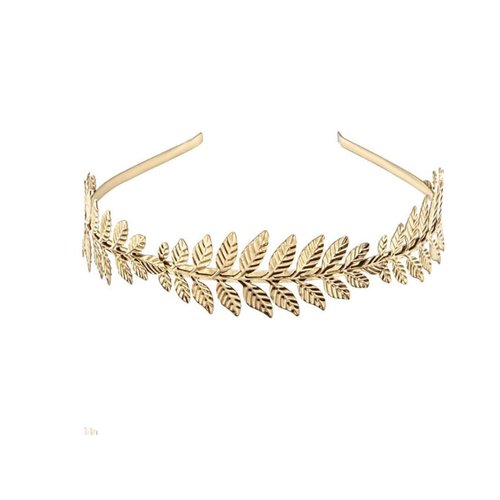Fodattm Women Lady Greek Roman Laurel Leaf Hair Hoop HeadBand Bridal Hair Crown Headdress Metal Leaf Branch French Hair Bands Hair Accessories (Gold - A#)