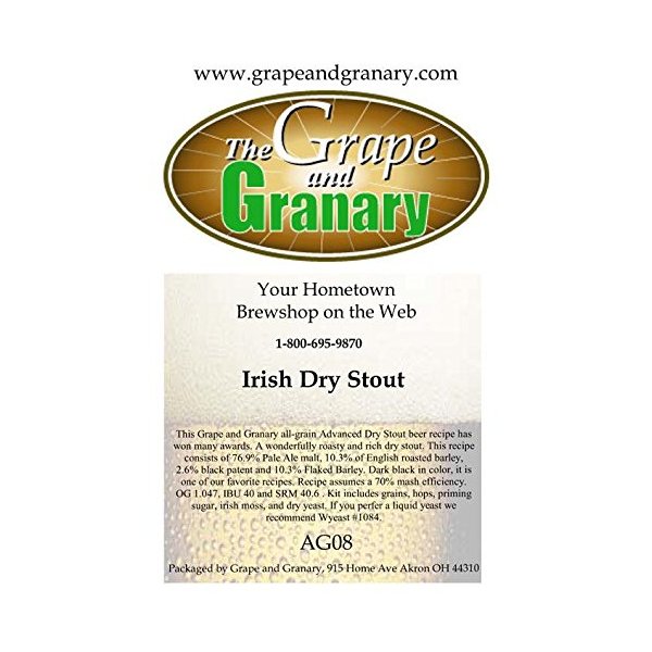 Grape and Granary All Grain Irish Dry Stout Beer Brewing Kit- For 5 US Gallons