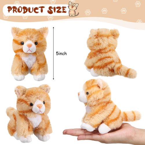8 Pieces Plush Pets 5 Inch Stuffed Animals Bulk Assorted Cute Stuffed Pet Animal Plush Toys Small Plush Animals for Halloween Kid Classroom School Pet Party Favors Supplies Decoration (Long Hair Cat)