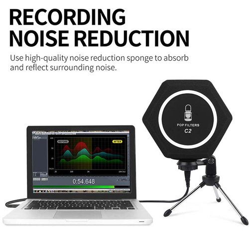Professional Microphone Isolation Ball Shield - Superior Noise Cancellation with Pop Filter and High-Density Sound Absorbing Foam - Studio Quality Recording
