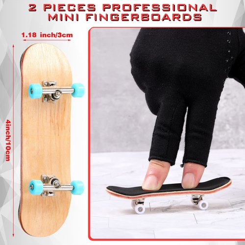 Charniol 2 Pieces Wooden Finger Skateboard Park Mini Finger Skateboard Toy Professional Skateboard Finger Boards with Mini Screws Driver Fingertip Movement Novelty Toys for Teens and Adults