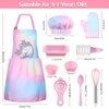 Gemeer Children’s Cooking and Baking Set 34-Pcs Includes Apron for Little Girls, Chef Hat, Oven Mitt & Utensil to Dress Up Chef Career Role Play for 3-7 Years