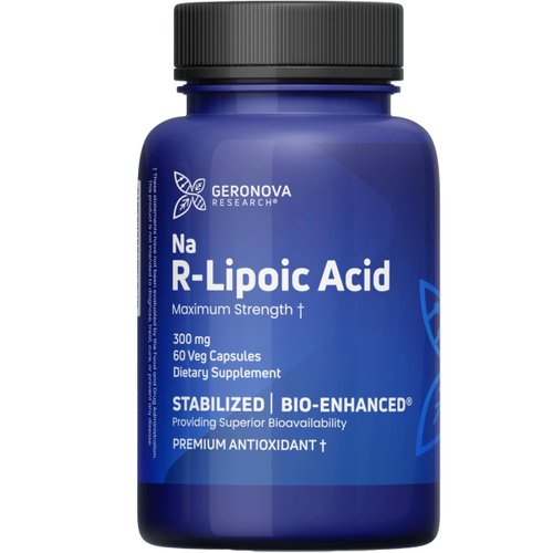 Geronova Research R-Lipoic Acid 300mg 60 Caps - Stabilized R-Alpha Lipoic Acid with Superior Bioavailability, Metabolic Activity & Healthy Aging Support - Gluten Free & Non-GMO Antioxidant Supplement