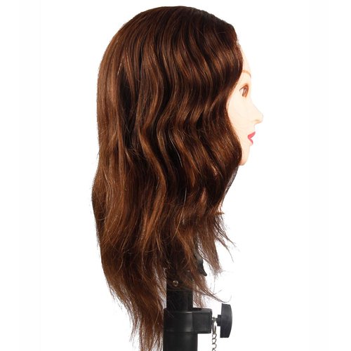 Mannequin Head with 100% Human Hair Hairdresser Training Head Manikin Cosmetology Doll Head Salon Training Practice Head with Blonde Human Hair Styling Dye Cutting with Clamp Stand.