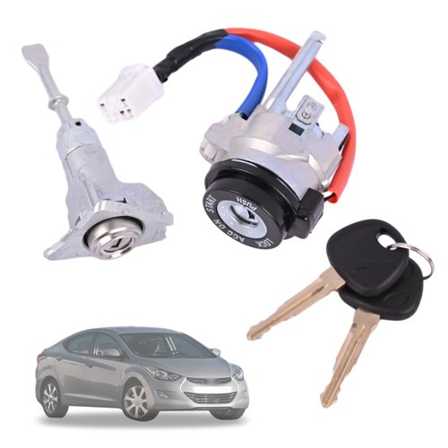 Getfarway Car Full Lock Cylinder Set 81970-3XA00 81910-3XA00 Compatible with Hyundai Elantra 2011 2012 2013 2014 2015 2016 1.8L 2.0L 1 x Ignition Switch /1 x Front Left Door Lock /2 x Universal Keys