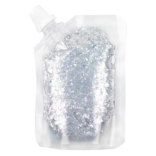 GL-Turelifes Body Glitter Gel, Easy to Apply&Remove 50ml Mermaid Sequins Chunky Glitter for Body Face Hair, Festival Glitter Halloween Costume Makeup Long Lasting Sparkling (Silver(Chunky Glitter))