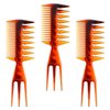 3 Pieces 3-in-1 Double-Sided Plastic Fish Tail Comb: Multifunctional Styling Tool for Hair Coloring, Highlighting, Balayage, and Microbraiding