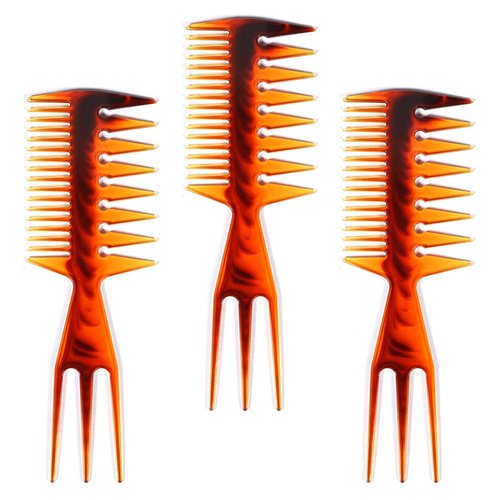 3 Pieces 3-in-1 Double-Sided Plastic Fish Tail Comb: Multifunctional Styling Tool for Hair Coloring, Highlighting, Balayage, and Microbraiding