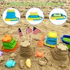 Carlerait Beach Toys Set for Kids, Collapsible Beach Bucket and Shovels Set with Mesh Beach Toys Bag, Sand Molds, Flags, Sand Toys for Toddlers Kids
