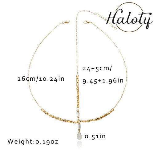 Haloty Boho Wedding Head Chain Egyptian Headchain Crystal Pendant Headpiece Teardrop Beaded Bridal Hair Chain Rhinestone Hair Jewelry for Women and Girls (Gold)