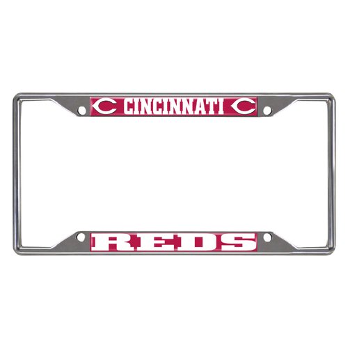FANMATS 26558 Cincinnati Reds Chrome Metal License Plate Frame, Team Colors, 6.25in x 12.25in