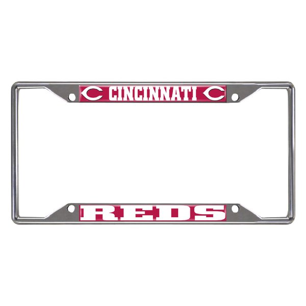 FANMATS 26558 Cincinnati Reds Chrome Metal License Plate Frame, Team Colors, 6.25in x 12.25in