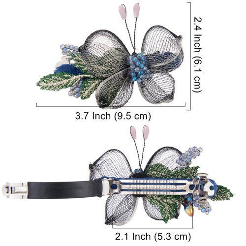 Sinide Womens Hair Barrettes Copper Wire Bride Hair Clips Butterfly Wedding Head Piece Flower Hair Jaw Clamp Hairpin Crystal Hair Accessories for Women and Ladies (2 Pack)