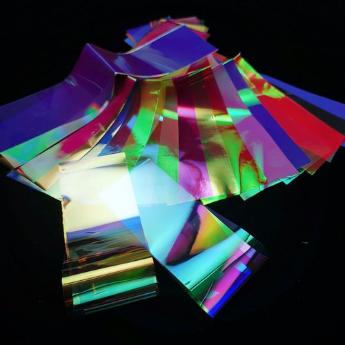 20 Sheets Iridescent Cellophane Nail Foil Glass Broken Sheet Holographic Foils Aurora Nail Stickers Reflective Nails Designs Neon Nail Art Foil Nails Decoration